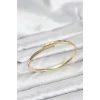 Pirinç Gold Renk Zirkon Taşlı Kadın Kelepçe Bileklik