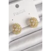 Pirinç Gold Renk Zirkon Taşlı Kadın Küpe