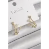 Pirinç Gold Renk Zirkon Taşlı Kadın Küpe