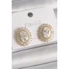 Pirinç Gold Renk Zirkon Taşlı Kadın Küpe