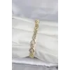 Pirinç Gold Renk Zirkon Taşlı Kalp Model Kadın Bileklik