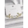 Pirinç Gold Renk Zirkon Taşlı Kelebek Model Kadın Küpe