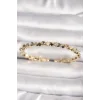 Pirinç Gold Renk Zirkon Taşlı Küp Dorika Model Kadın Bileklik