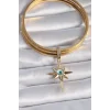 Pirinç Gold Renk Zirkon Taşlı Kutup Yıldızı Nazar Boncuk Detay Ajda Charm