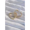Pirinç Gold Renk Zirkon Taşlı Motifli Kalp Küpe