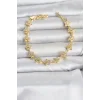 Pirinç Gold Renk Zirkon Taşlı Sıralı Yıldız Model Kadın Bileklik
