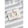 Pirinç Gold Renk Zirkon Taşlı Vintage Kadın Küpe