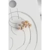 Pirinç Gold Renk Zirkon Taşlı Yaprak Model Kadın Kıkırdak Küpe