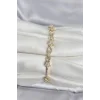 Pirinç Gold Renk Zirkon Taşlı Yıldız Model Kadın Bileklik