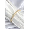 Pirinç Gold Renk Zirkon Taşlı Yonca Model Kadın Bileklik