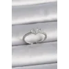 Pirinç Gümüş Renk Ayaralanabilir Zirkon Taşlı Kalp Model Kadın Yüzük