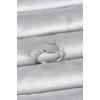 Pirinç Gümüş Renk Ayarlanabilir Beyaz Mineli Kedi Model İnci Detay Kadın Yüzük