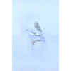 Pirinç Gümüş Renk Ayarlanabilir Zirkon Taşlı Yılan Yüzük