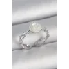 Pirinç Gümüş Renk Beyaz Gül Model Ayarlanabilir Kadın Yüzük