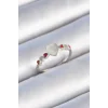 Pirinç Gümüş Renk Beyaz Mineli Kalp Model Zirkon Taş Detaylı Kadın Yüzük