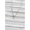 Pirinç Gümüş Renk Damla Model Kadın Kolye