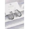 Pirinç Gümüş Renk Halka Model Kadın Küpe