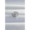 Pirinç Gümüş Renk İncili Baget Taşlı Earcuff Küpe