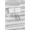 Pirinç Gümüş Renk Kelebek Model 3lü Kadın Küpe