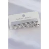 Pirinç Gümüş Renk Minimal Tırtıklı Küpe Seti
