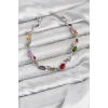 Pirinç Gümüş Renk Mix Renk Zirkon Taşlı Çiçek Model Kadın Bileklik
