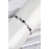 Pirinç Gümüş Renk Mor Zirkon Taşlı Çiçek Model Kadın Bileklik