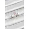 Pirinç Gümüş Renk Pembe Kelebek Kadın Yüzük