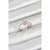 Pirinç Gümüş Renk Pembe Kelebek Kadın Yüzük