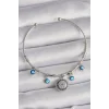 Pirinç Gümüş Renk Sallantı Zirkon Taşlı Nazar Boncuk Figür Charm Bileklik
