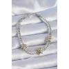 Pirinç Gümüş Renk Taşlı Su Yolu Model VİP Seri Kadın Bileklik
