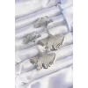 Pirinç Gümüş Renk Tırtıklı Yaprak Model Sallantılı Küpe