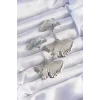 Pirinç Gümüş Renk Tırtıklı Yaprak Model Sallantılı Küpe