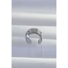 Pirinç Gümüş Renk Yonca Earcuff Küpe