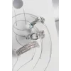 Pirinç Gümüş Renk Zirkon Taşlı 3Lü Zincir Sarmal Model Kadın Kıkırdak Küpe
