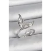 Pirinç Gümüş Renk Zirkon Taşlı Balık Kuyruğu Model Ayarlanabilir Kadın Yüzük