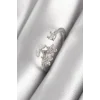 Pirinç Gümüş Renk Zirkon Taşlı Çiçek Model Kadın Yüzük