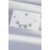 Pirinç Gümüş Renk Zirkon Taşlı Damla Model Küpe Seti