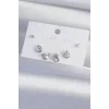 Pirinç Gümüş Renk Zirkon Taşlı Damla Model Küpe Seti