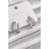 Pirinç Gümüş Renk Zirkon Taşlı Kadın Küpe