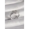 Pirinç Gümüş Renk Zirkon Taşlı Kalp Model Kadın Yüzük