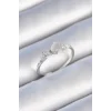 Pirinç Gümüş Renk Zirkon Taşlı Oval Beyaz Mineli Kadın Yüzük
