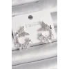 Pirinç Gümüş Renk Zirkon Taşlı Sallantı Detay Kelebek Model Kadın Küpe