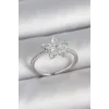 Pirinç Gümüş Renk Zirkon Taşlı Yıldız Model Ayarlanabilir Kadın Yüzük