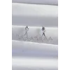 Pirinç Gümüş Renk Zirkon Taşlı Zikzak Küpe
