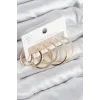 Pirinç Halka Model Gold Renk Kadın Set Küpe