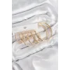 Pirinç Halka Model Gold Renk Kadın Set Küpe
