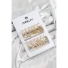 Pirinç Karışık Halka Model Gold Renk 6 Çift Kadın Küpe Set