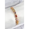 Pirinç Karışık Zirkon Taşlı Baget Model Gold Renk VIP Seri Kadın Bileklik