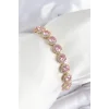 Pirinç Pembe Zirkon Taşlı Daire Baget Model Gold Renk VIP Seri Kadın Bileklik
