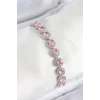 Pirinç Pembe Zirkon Taşlı Daire Baget Model Gümüş Renk VIP Seri Kadın Bileklik